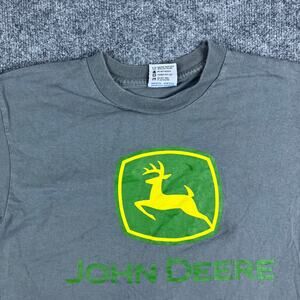 Bayside T-Shirt Mens Medium Gray John Deere Logo Graphic Tee USA Workwear